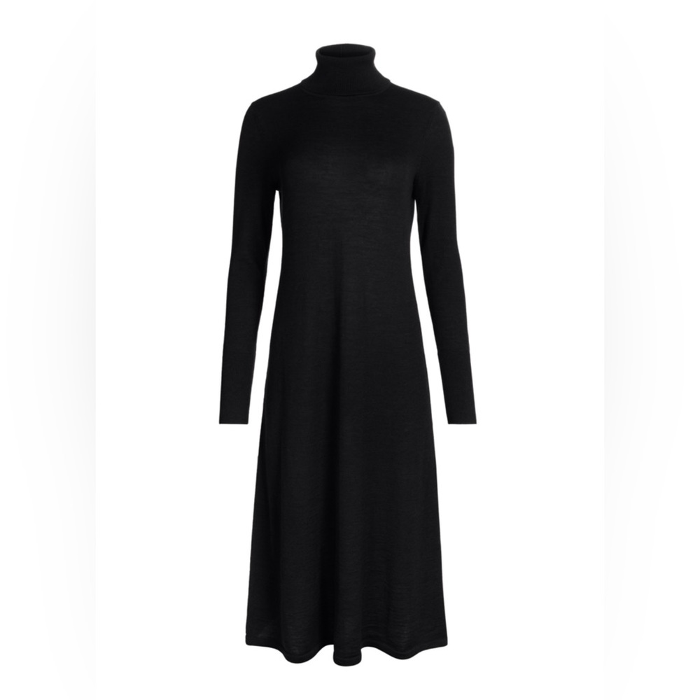 Peruvian Connection Black Ribbed Turtleneck Dress